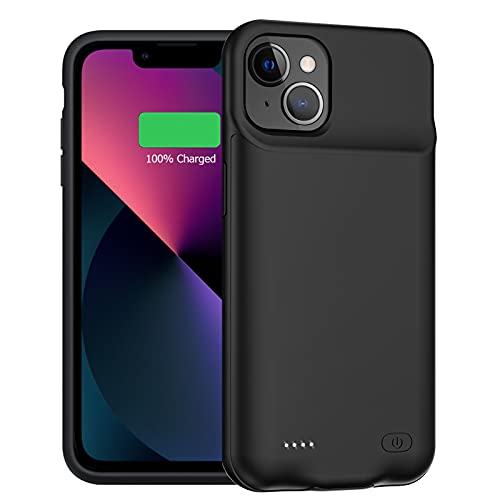Battery Case for iPhone 13, Enhanced 7000mAh Ultra Thin Portable Protective Smart Charging Case Support Carplay Compatible with iPhone 13 (6.1 inch) Rechargeable Extended Battery Charger Case (Black)