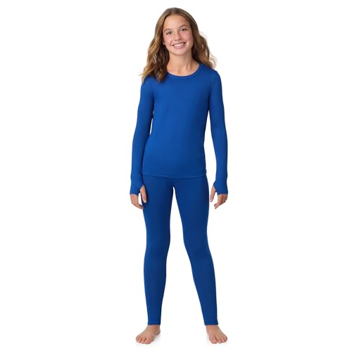 Image of Cuddl Duds Lightweight 2 Piece Active Base Layer Matching Sets for Girls | Kids Everyday Activewear, Long Sleeve Top & Leggings, Back to School & Gym Clothes, Breathable Moisture Wicking Lounge Set