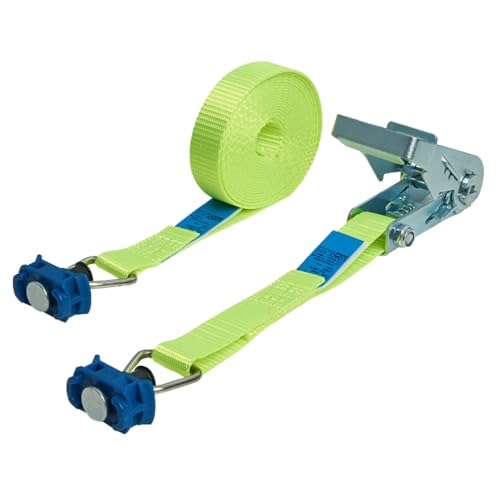 LOADCARE 4er Set 4m Zweiteiliger Ratschenzurrgurt Spanngurt mit Ratsche für Airlineschiene Zurrschiene 500daN (gelb)