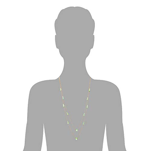 Coolsteelandbeyond Gold Statement Necklace Two-Strand Long Chains With Light Green Cone Crystal Beads Charms Pendant #TOP2