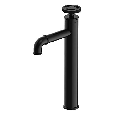 Grifo alto para lavabo monomando de latón estilo industrial en negro y oro
