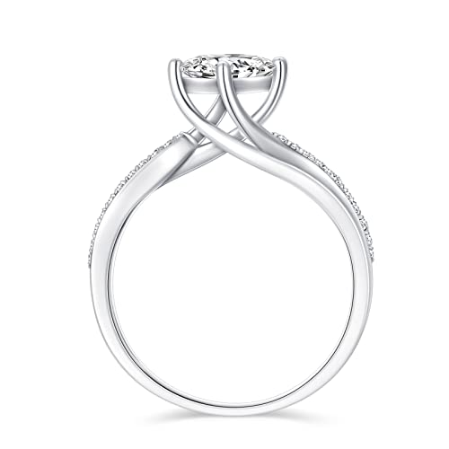 1.15 Carat (ctw) Princess Moissanite Engagement Rings for Women Platinum Plated Silver Ring Moissanite Rings3