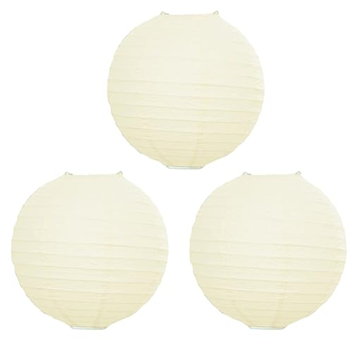Surwin Lanternes Papier Chinois, Lanternes en Papier à Suspendues, Boule Ronde Abat-Jour, Lanterne Decorative pour Intérieurs Extérieurs Mariages Anniversaires Fêtes et Événements (40CM,Beige)