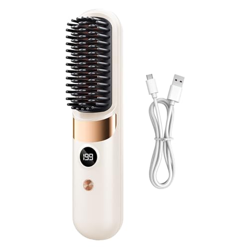 Cepillo alisador para mujer, pantalla de temperatura, rizador de pelo, cepillo alisador con calefacción, para el hogar, salón, oficina, negocios, citas, alisado voluminizador