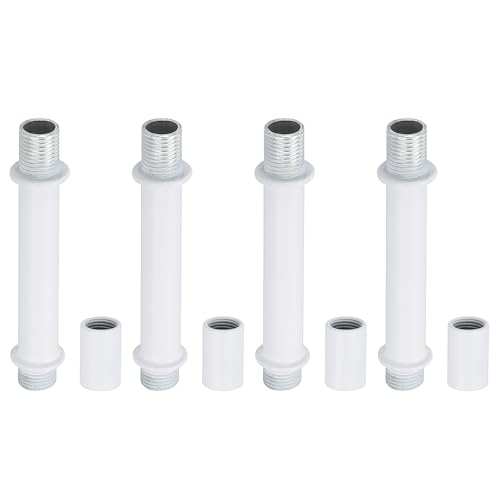 Image of PATIKIL Straight Pipe Lamp Stems Rod Kit, 4Set M10 Carbon Steel 60mm(2.36 inch) Long Double End Thread Rod with Coupling Nuts Sleeve Connector for Table Lamps Chandeliers, White
