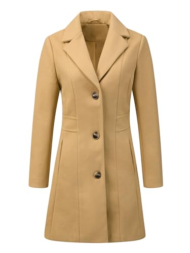 Allegra K Women's Winter Pea Coat 2025 Fall Single Breasted Long Outerwear Trench Coats