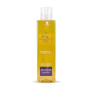 Aromatherapy Associates De-Stress Mind Shower Oil 250 ml. Calm & focus with our comforting, therapeutic essential oil blend of Frankincense, Petitgrain & Wild Camomile. Luxurious oil-to-milk formula