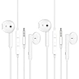 [Apple MFi Certified] 2 Pack-Apple Earbuds/Headphone/Earphones with 3.5mm Wired Headphone Wired Earbud with Microphone Compatible with iPhone, iPod, iPad, MP3, Huawei, Samsung,White