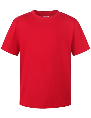 Spring&Gege Boys Heavyweight Soft Cotton Short Sleeve Crewneck T Shirts(5-14 Years)