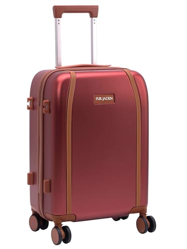 Image of FUR JADEN The Wayfarer 55cm Polycarbonate Travel Luggage Suitcase with 8 StealthTech Silent Shock Absorbing Wheels, TSA Lock & Aviation Grade Telescopic Trolley (Maroon, Cabin 20 inch)