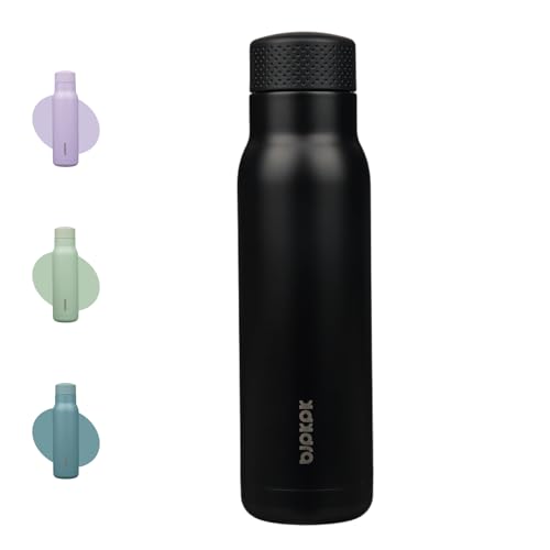 Image of BJPKPK Stainless Steel Water Bottle,21oz insulated Reusable Bottle,Leakproof Metal Thermal Flask Double Wall,Keep Drinks Cold and Hot,Black