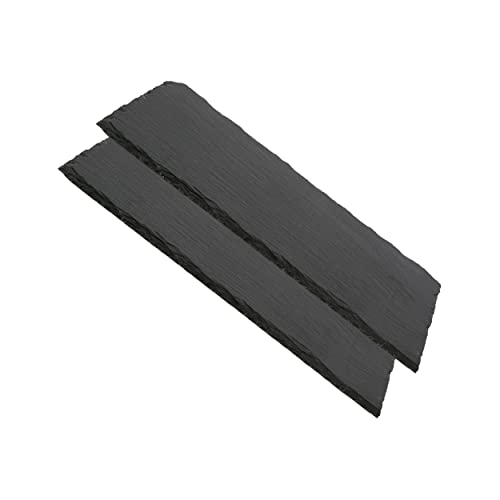 Tablas de Pizarra Premium | Platos de Piedra Negra para Aperitivos | Bandejas de Sushi y Tapas | Estilo Moderno | Resistente al Desgaste| Ideal para cualquier Evento | 11x30x0.6 cm | 2 Unidades