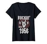 Photo Gallery donna rockin since 1956 65 anni rocker 65° compleanno maglietta con collo a v Photo Gallery donna rockin since 1956 65 anni rocker 65° compleanno maglietta con collo a v