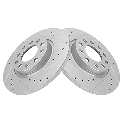 TRQ Performance Rear Brake Rotor Set G Coated Drilled and Slotted Solid Compatible with 2015-2017 Chrysler 200 2014-2021 Jeep Cherokee by TRQ - Used condition - Image 2