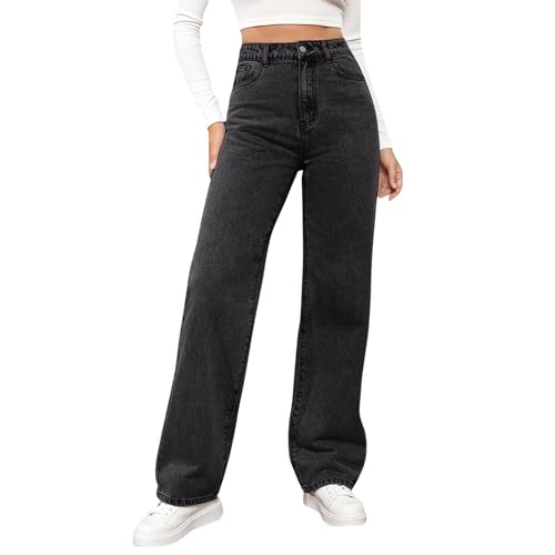 Womens Jeans Straight Leg High Waisted Baggy Wide Leg Jeans Y2k Casual Ankle Denim Pants Boyfriend Denim Trousers