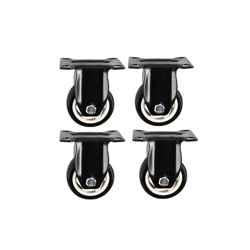 4 Pcs/Lot 3-inch Caster Directional Black Through Fixed Wheel 10 Cm Mute Roller