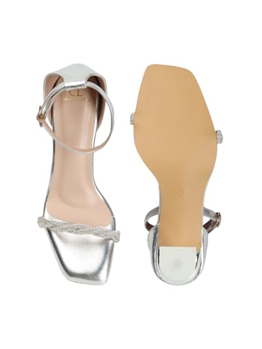 Image of Carlton London Women Comfortable Elegant Stiletto Heel Square Toe Ankel Loop fashion Sandal for Party,Wedding and Casual Use