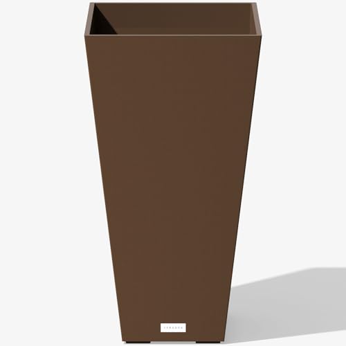 Image of Veradek Pure Series Taper Planter - Tall Tapered Outdoor Planter with Shelf