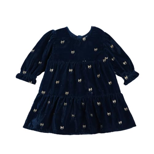 Image of miniklub Baby Round Neck Knee Length Woven Cotton Dress Set, Pack of 2 (Blue Color)