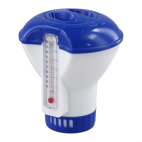 Yuanpgky Dispensador de tabletas de cloro para piscinas y spas con termómetro integrado, dispensador flotante para tabletas de 1.5 pulgadas
