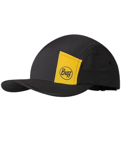 Buff®| Gorra 5 Panel Go Hombre Mujer Adulto Flexible, UPF50, Ajustable, Sostenible, Ligera, Correr, Materiales reciclados, Comoda, L/XL, Negro