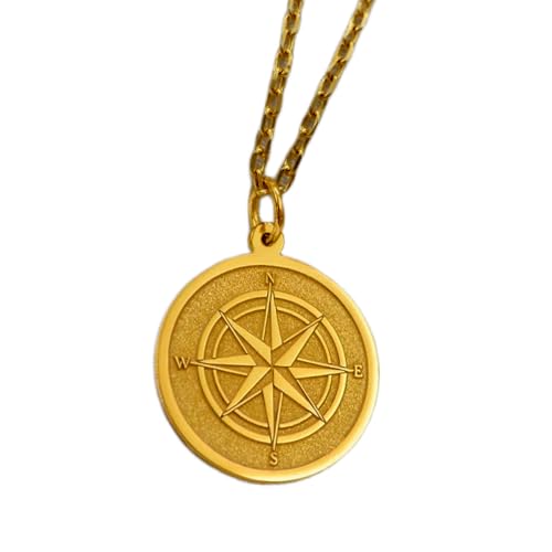 Collier boussole en argent 925 doré, un bijou de navigation d'exception