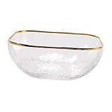 TOBBOMEY Glas Salatschale mit Goldrand Große Quadratische Glasschüssel Lebensmittelecht...