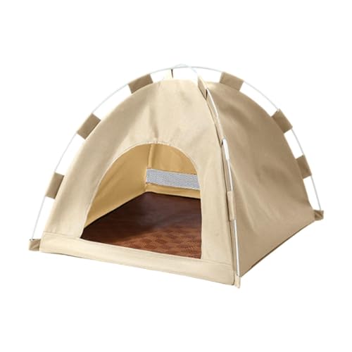 Image of Cat Dog Pet Tent Semi Enclosed Cat House for Indoor Cats Kitten Small Animal Beige | Pet Supplies | Cat Supplies | Beds