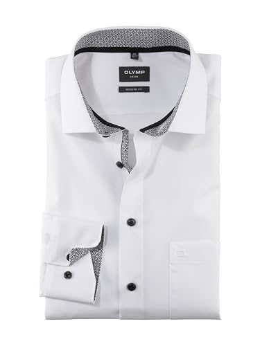 OLYMP Luxor Modern Fit Businesshemd Herren - Bügelfrei, Pflegeleicht, 100% Baumwolle - Langarmhemd Herren - Passend zum Anzug - Weiß - 43