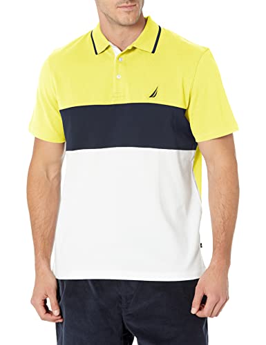 Image of Nautica Men's Short Sleeve 100% Cotton Pique Color Block Polo Shirt