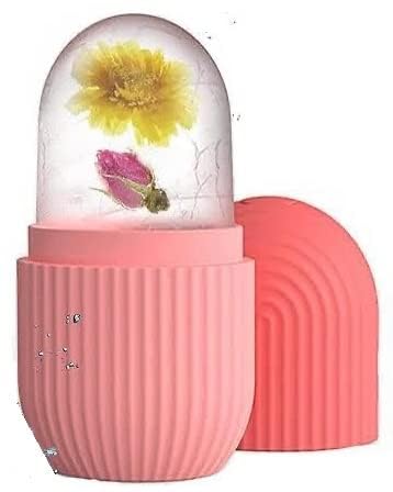 Worldwide e-Mart Ice Roller for Face 3 in 1 Reusable Face Ice Roller for Face Massager with Scrubber and Makeup Brush Cleaner Ice Face Roller for Glowing & Tighten Skin Ice Cube Roller for Face