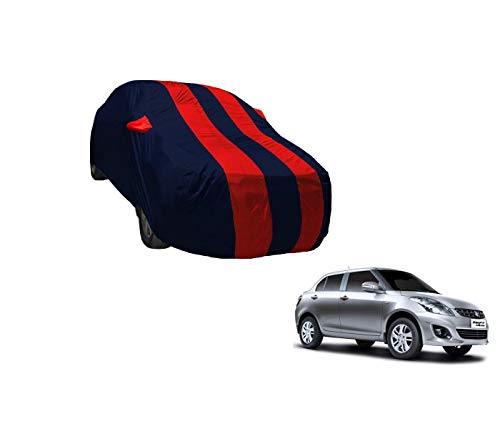 Image of Auto Hub Car Cover Compatible with Maruti Swift Dzire (Model : 2014-2016) with Weather Proof, Mirror Pocket, Triple Stitched, Swift Dzire Car Cover- Navy-Red