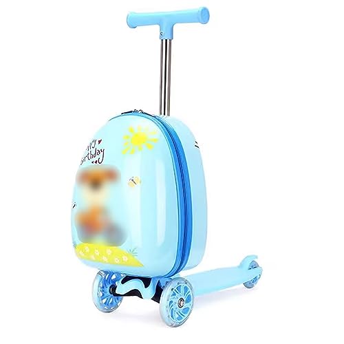 Generic Kids Foldable Scooter Luggage, Scooter Suitcase with LED Lights, Puppy Pattern, Durable & Waterproof Exterior, Carry-On Size