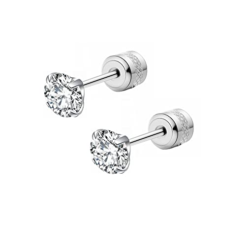 Hypoallergenic double sided diamond Stud Earrings For Womens Men Secure Safety Screw back Cartilage CZ Stud Earrings4