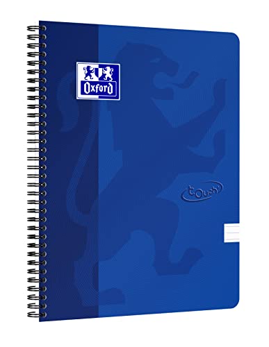 Oxford Touch Notebook A4+ Ruled 7mm Soft Touch Cover Double Spiral 180 Pages, 5 Pcs, bule - Image 3