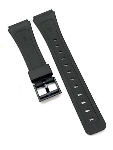 Image of 18mm Silicon Rubber Black Watch Band Strap Fits F91W F-91W F-91 F-105 F-91w Silver Buckle