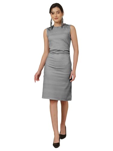 Robe moulante en lycra noir et blanc Selvia : confort stretch sans pli