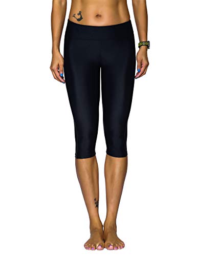 Nonwe Women's Water Sports Swimwear UPF 50+ Skinny Capri Shorts US24 Black