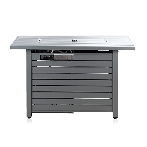 Fire Mountain Garden Fire Pit - Rectangular Outdoor Gas Fire Pit Table, Regulator & Protective Cover Included, 106x51cm, Grey Design Fire Pits for Garden, 13kW, Outdoor Fire Pits Garden Accessories