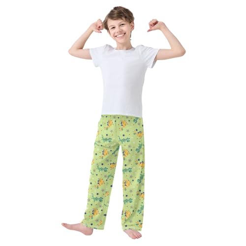 ZZXXB Dinosaur and Star Boys Long Pants Soft Trousers Elastic Waist Kids Lounge Bottoms with Pockets S-XL2