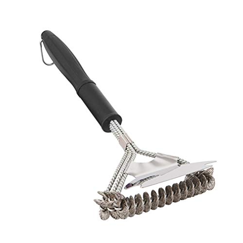 Holigie Metal Grill Cleaning Brush,Stainless Steel Brush Ergonomic Heat Handle and Anti Coating Suitable for BBQ Smoker Oven Scraper Tools