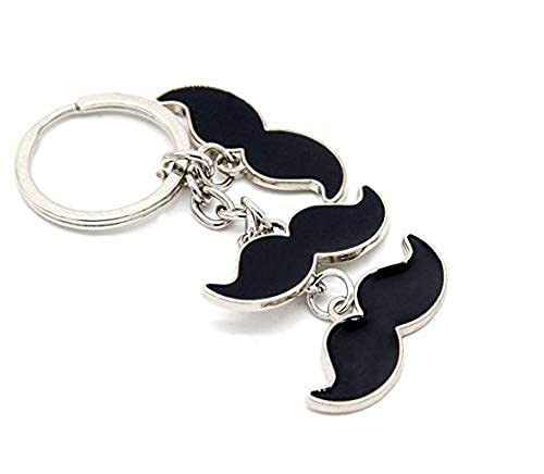 Stylish Triple Moustache Metal Keychain Mooch Mustache Key Ring(Silver & Black)-image-43