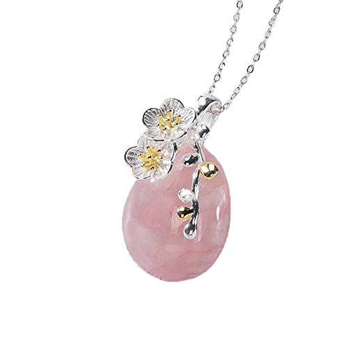 Collier Argent 925 Anti-Allergie avec Pendentif Cristal Rose Lumineux