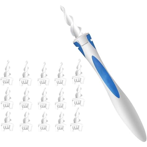GGUFAY Limpiador Oidos Adultos, con 16 Suaves Flexibles 360 Grados Espiral Silicón, Quitar Cera Oidos, Kit De Limpieza De Oídos, Limpia Orejas Humano Para Niños y Adultos