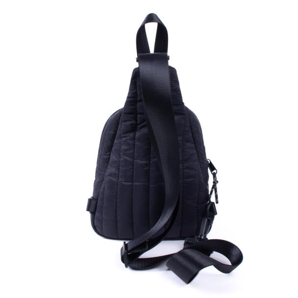 Nollia Mini Sling Bag for Men and Women | Waterproof Chest Bag | Black Quilted Nylon Crossbody Bag with Adjustable Strap for Hiking, Travel, Outdoor Events3