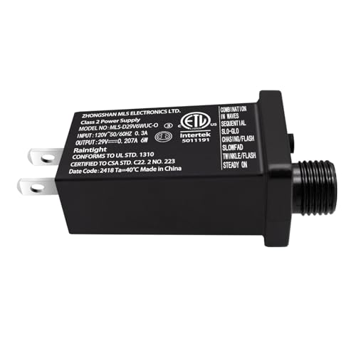 Image of Class 2 Power Supply 29V 6W LED Transformer Replacement with 8Modes and Memory Function IP44 Low Voltage Adapter for Christmas Tree String Light, Fairy Light, Net Light