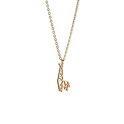 La Menagerie Giraffe Gold Origami Jewelry & Gold Geometric Necklace â€“ 18 Karat Plated Gold Necklace & Giraffe Necklaces for Women â€“ Giraffe Necklace for Girls & Origami Necklace