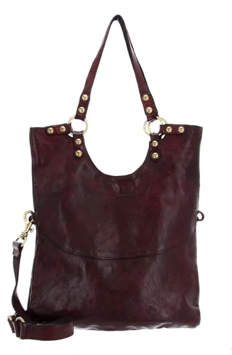 Sac shopper Campomaggi en cuir bordeaux vinaccia | Cabas à bandoulière artisanal italien