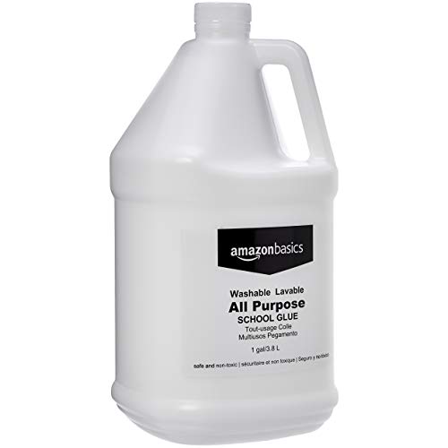 Amazon Basics All Purpose Washable School Classroom Liquid Glue Great for Making Slime No-Run Formula 1 Gallon Bottle 2-Pack White