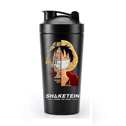 Image of Stainless Steel Gym Shaker Bottle 750ml | Leak Proof Protein Mixer Shaker | BPA Free | Metal Sports Water Bottle for Gym, Workout & Fitness (Anime-19-BLACK)
